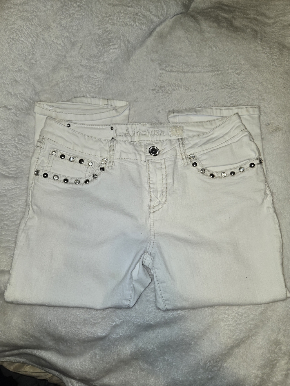 White Stud-Embellished Women’s Jeans